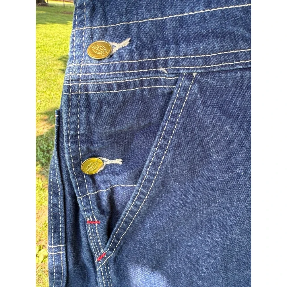 Dickies Bib Overalls Men's 38x32 Blue Denim Carpenter 2014 Made Mexico Zip Fly